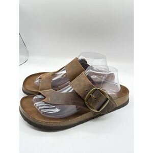 White Mountain Footbeds Harley Sandals Women's Size 10 Brown Leather Buckle